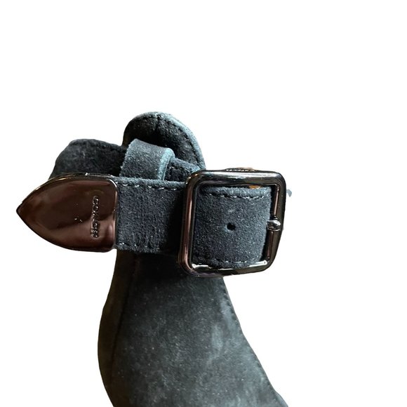 Coach Black Suede Platform Ankle Strap 4.5 Inch Heels Size 7 - Picture 7 of 10